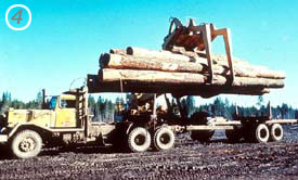Load is then removed from the truck for storage in the log yard.